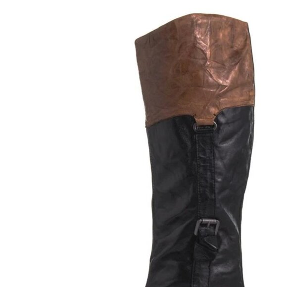 Sam Edelman Park Boot Black Saddle High-shine spiked studs harness knee-high NEW - Picture 3 of 15